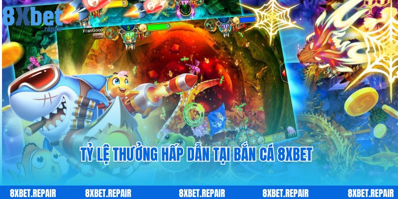 Tỷ lệ thưởng hấp dẫn được áp dụng trong game bắn cá 8xbet